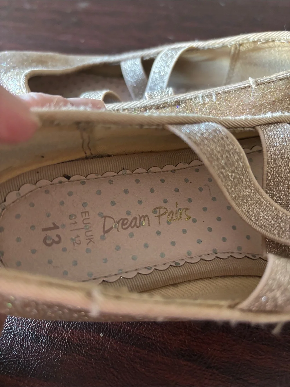 Dream Pairs Girls Glitter Mary Jane Flats in Gold